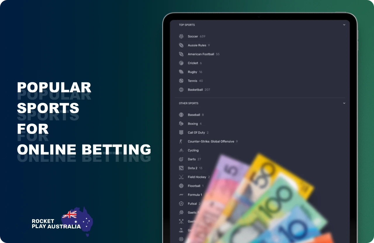 At RocketPlay Australia you can bet on popular sports and championships