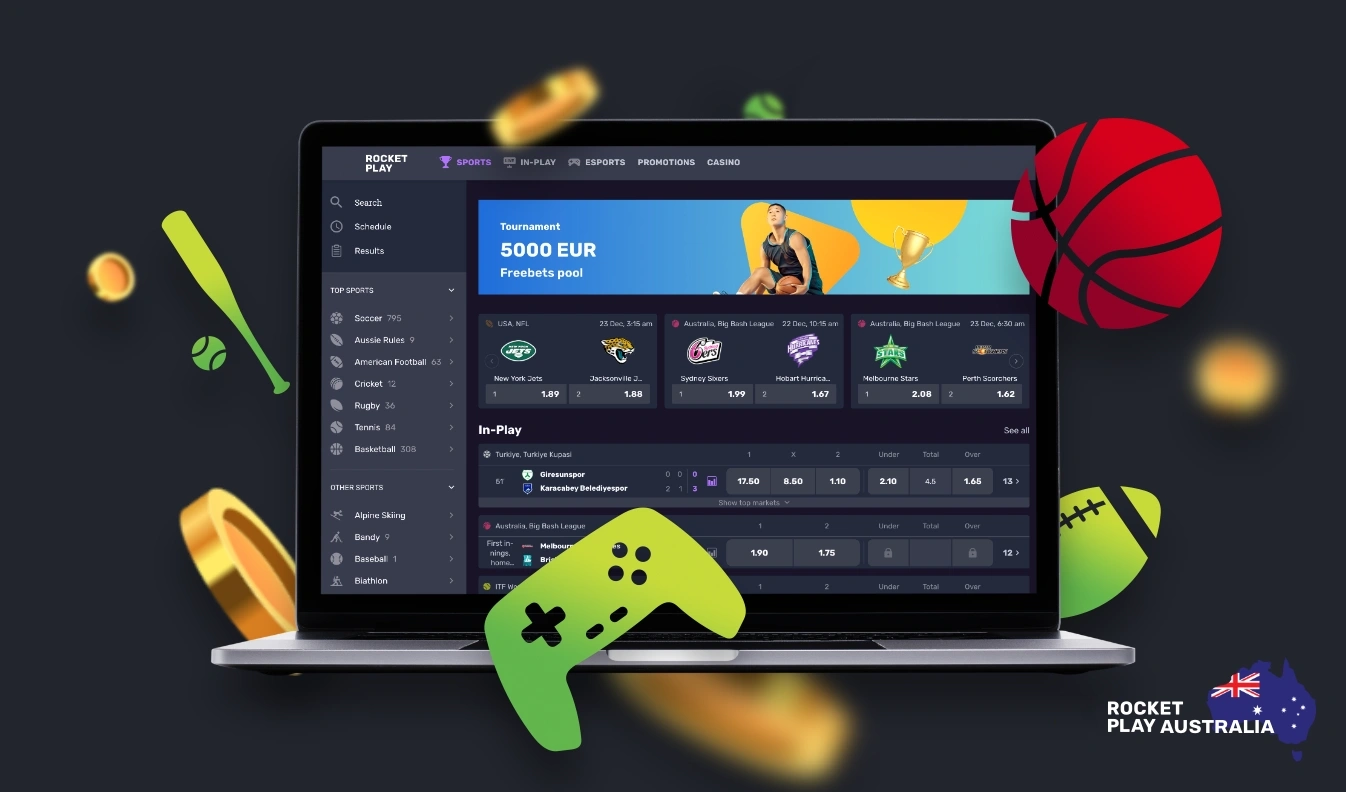 At Rocketplay Australia you can bet on sports and eSports online