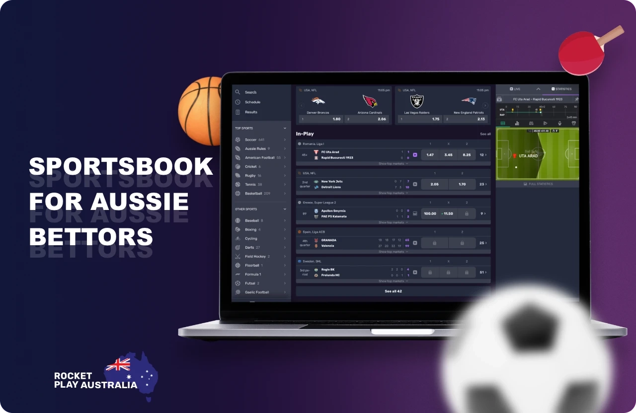 Rocketplay sportsbook will please Australian players with a large number of sports disciplines